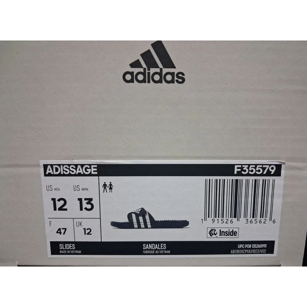 Adidas Adissage Massage Slides Blue White Mens 12 Womens 13 Sandals F35579 Sport